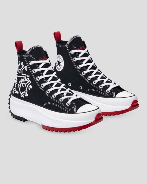 Converse X Keith Haring Run Star Hike Sort Sko Danmark - Converse Høje Sneakers Dame - 32785JPZY